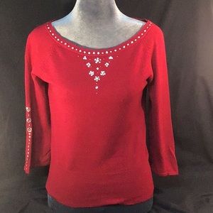 🌼Vintage🌼 Lucy Pereda red sequins accent sweater size small